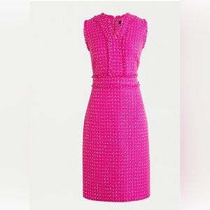 JCrew Boucle/Tweed Hot Pink Sheath dress size 2